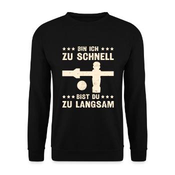 Tischfussball Tischkicker Wuzzler - Unisex Pullover - Schwarz - Vorne - Alina (178cm) & Michal (187cm)