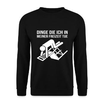 Dinge die ich in meiner Freizeit tue Bürokaufmann - Unisex Pullover - Schwarz - Vorne - Alina (178cm) & Michal (187cm)