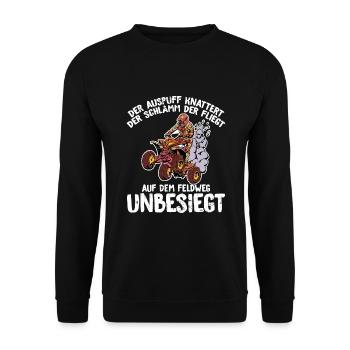 ATV Quad Bike 4x4 Quadfahrer Quadbike - Unisex Pullover - Schwarz - Vorne - Alina (178cm) & Michal (187cm)