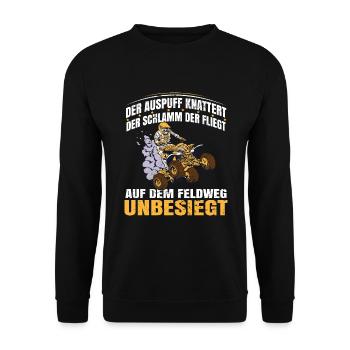 ATV Quad Bike 4x4 Quadfahrer Quadbike - Unisex Pullover - Schwarz - Vorne - Alina (178cm) & Michal (187cm)