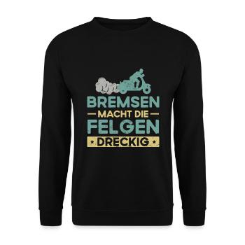 Retro Mopet Mofa Motorroller - Unisex Pullover - Schwarz - Vorne - Alina (178cm) & Michal (187cm)