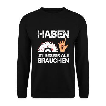 Schreiner Tischler Sprüche Tischlermeister - Unisex Pullover - Schwarz - Vorne - Alina (178cm) & Michal (187cm)