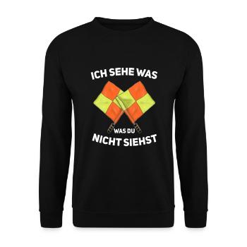 Schiedsrichter Schiri Linienrichter - Unisex Pullover - Schwarz - Vorne - Alina (178cm) & Michal (187cm)