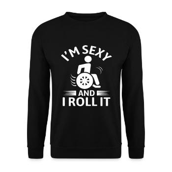 Funny wheelchair driver disabled people - Unisex Pullover - Schwarz - Vorne - Alina (178cm) & Michal (187cm)