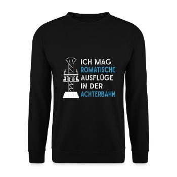 Achterbahn Freizeitpark Rollercoaster - Unisex Pullover - Schwarz - Vorne - Alina (178cm) & Michal (187cm)