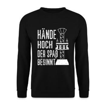 Achterbahn Freizeitpark Rollercoaster - Unisex Pullover - Schwarz - Vorne - Alina (178cm) & Michal (187cm)