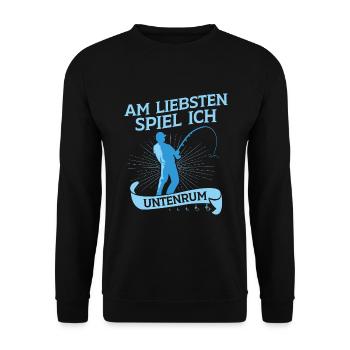 Angeln Angler Sprüche - Unisex Pullover - Schwarz - Vorne - Alina (178cm) & Michal (187cm)