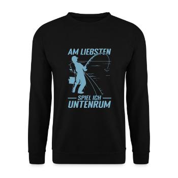 Angeln Angler Sprüche - Unisex Pullover - Schwarz - Vorne - Alina (178cm) & Michal (187cm)