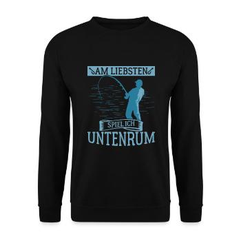 Angeln Angler Sprüche - Unisex Pullover - Schwarz - Vorne - Alina (178cm) & Michal (187cm)