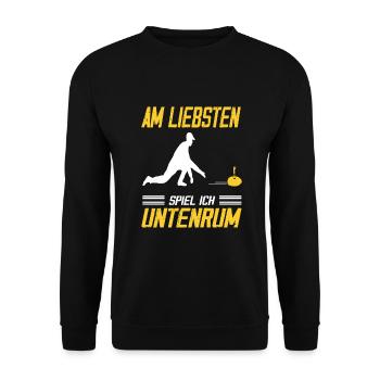 Eistockschießen Eisstock Stockschütze Stocksport - Unisex Pullover - Schwarz - Vorne - Alina (178cm) & Michal (187cm)
