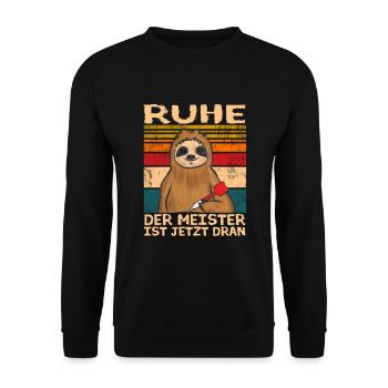 Vintage Dart lustig darts spruch Faultier - Unisex Pullover - Schwarz - Vorne - Alina (178cm) & Michal (187cm)