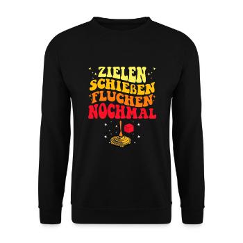 Eistockschießen Eisstock Stockschütze Stocksport - Unisex Pullover - Schwarz - Vorne - Alina (178cm) & Michal (187cm)