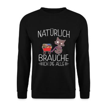 Book Nerd Bücherwurm Leseratte Katze - Unisex Pullover - Schwarz - Vorne - Alina (178cm) & Michal (187cm)