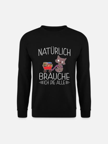 Book Nerd Bücherwurm Leseratte Katze - Unisex Pullover - Schwarz