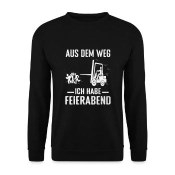 Staplerfahrer Lagerist Gabelstaplerfahrer - Unisex Pullover - Schwarz - Vorne - Alina (178cm) & Michal (187cm)