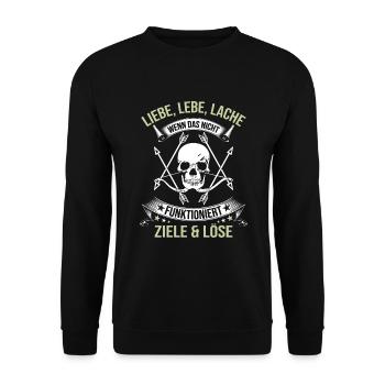 Bogenschütze Bogenschießen Pfeil und Bogen - Unisex Pullover - Schwarz - Vorne - Alina (178cm) & Michal (187cm)