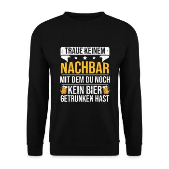 Nachbar Einzug Einweihungsparty Nachbarschaft - Unisex Pullover - Schwarz - Vorne - Alina (178cm) & Michal (187cm)