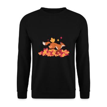 Roter Fuchs im Herbst Rotfuchs - Unisex Pullover - Schwarz - Vorne - Alina (178cm) & Michal (187cm)