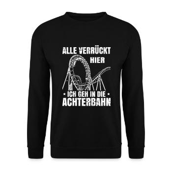 Achterbahn Freizeitpark Rollercoaster - Unisex Pullover - Schwarz - Vorne - Alina (178cm) & Michal (187cm)