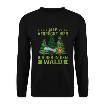 Holzfäller Waldarbeiter Holz machen - Unisex Pullover - Schwarz - Vorne - Alina (178cm) & Michal (187cm)
