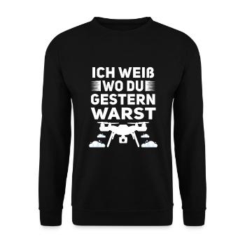 Quadrocopter FPV Drohne Drohnenflieger - Unisex Pullover - Schwarz - Vorne - Alina (178cm) & Michal (187cm)