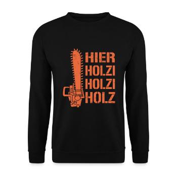 Holzfäller Waldarbeiter Holz machen - Unisex Pullover - Schwarz - Vorne - Alina (178cm) & Michal (187cm)