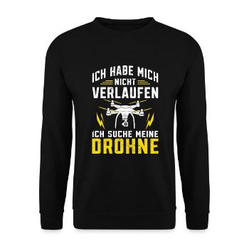Quadrocopter FPV Drohne Drohnenflieger - Unisex Pullover - Schwarz - Vorne - Alina (178cm) & Michal (187cm)