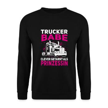LKW Fahrer Trucker Babe - Unisex Pullover - Schwarz - Vorne - Alina (178cm) & Michal (187cm)