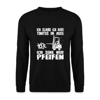 Staplerfahrer Lagerist Gabelstaplerfahrer - Unisex Pullover - Schwarz - Vorne - Alina (178cm) & Michal (187cm)