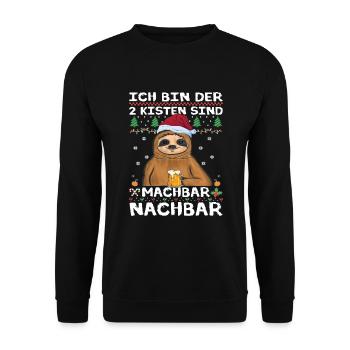 Ich bin der 2 Kisten sind machbar nachbar - Unisex Pullover - Schwarz - Vorne - Alina (178cm) & Michal (187cm)