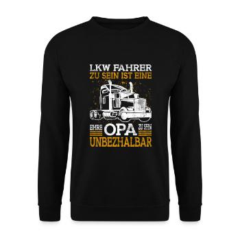 LKW Fahrer Opa - Unisex Pullover - Schwarz - Vorne - Alina (178cm) & Michal (187cm)