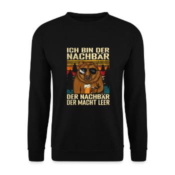 Nachbar geschenk Weihnachten - Unisex Pullover - Schwarz - Vorne - Alina (178cm) & Michal (187cm)