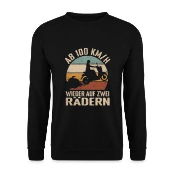 Retro Mopet Mofa Motorroller - Unisex Pullover - Schwarz - Vorne - Alina (178cm) & Michal (187cm)
