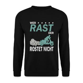 Retro Mopet Mofa Motorroller - Unisex Pullover - Schwarz - Vorne - Alina (178cm) & Michal (187cm)