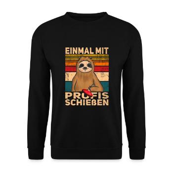 Eistockschießen Eisstock Stockschütze Stocksport - Unisex Pullover - Schwarz - Vorne - Alina (178cm) & Michal (187cm)