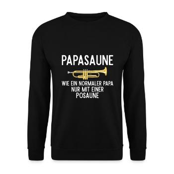 Papasaune Trombone Posaunen Papa Posaunist - Unisex Pullover - Schwarz - Vorne - Alina (178cm) & Michal (187cm)