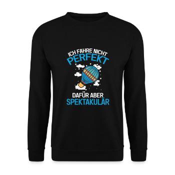 Heißluftballon Fahrt Ballonflug - Unisex Pullover - Schwarz - Vorne - Alina (178cm) & Michal (187cm)