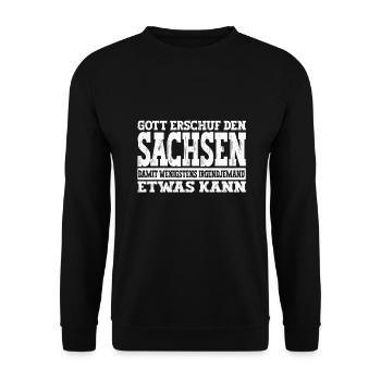 Stolzer Sachse Ossi Ostdeutscher - Unisex Pullover - Schwarz - Vorne - Alina (178cm) & Michal (187cm)