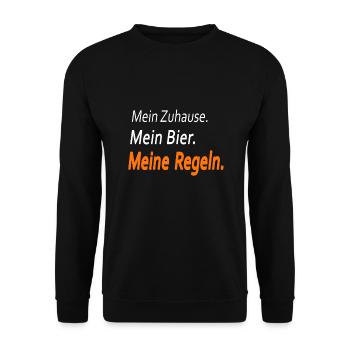 Qualitätsnachbar Nachbar - Unisex Pullover - Schwarz - Vorne - Alina (178cm) & Michal (187cm)