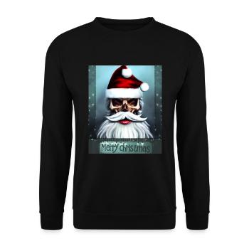Merry Christmas Skull of Santa Claus with Beard - Unisex Sweatshirt - black - Front - Alina (178cm) & Michal (187cm)