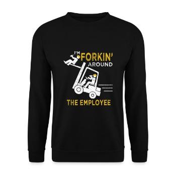 Funny forklift operator - Unisex Sweatshirt - black - Front - Alina (178cm) & Michal (187cm)