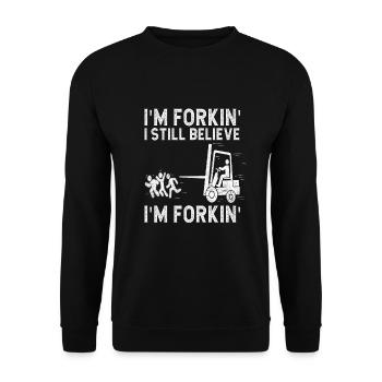Funny forklift operator - Unisex Sweatshirt - black - Front - Alina (178cm) & Michal (187cm)