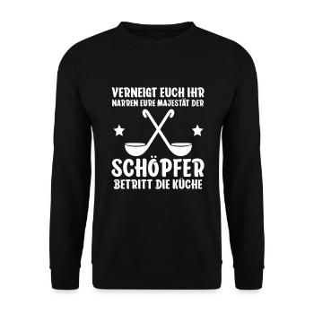 Gastronom Chefkoch Koch Spruch Köchin - Unisex Pullover - Schwarz - Vorne - Alina (178cm) & Michal (187cm)