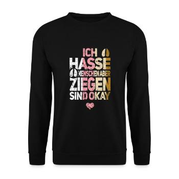 Ziege Ziegenhalter Ziegenbock Ziegenhirt - Unisex Pullover - Schwarz - Vorne - Alina (178cm) & Michal (187cm)