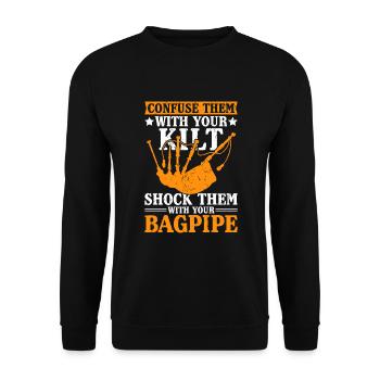 Bagpipers Bagpipes - Unisex Sweatshirt - black - Front - Alina (178cm) & Michal (187cm)