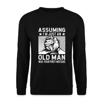 Funny Arm Wrestling Old Man Armwrestler - Unisex Sweatshirt - black - Front - Alina (178cm) & Michal (187cm)