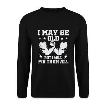 Armdrücken Armwrestler - Unisex Pullover - Schwarz - Vorne - Alina (178cm) & Michal (187cm)