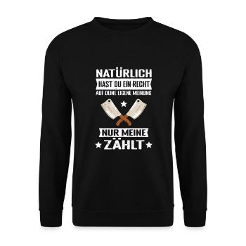 Metzger Schlachter Metzgerei - Unisex Pullover - Schwarz - Vorne - Alina (178cm) & Michal (187cm)