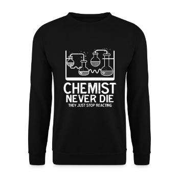 Funny chemist for chemistry -nerd - Unisex Sweatshirt - black - Front - Alina (178cm) & Michal (187cm)