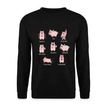 Saustark Saucool Sau Schwein Schweinebauer - Unisex Sweatshirt - black - Front - Alina (178cm) & Michal (187cm)
